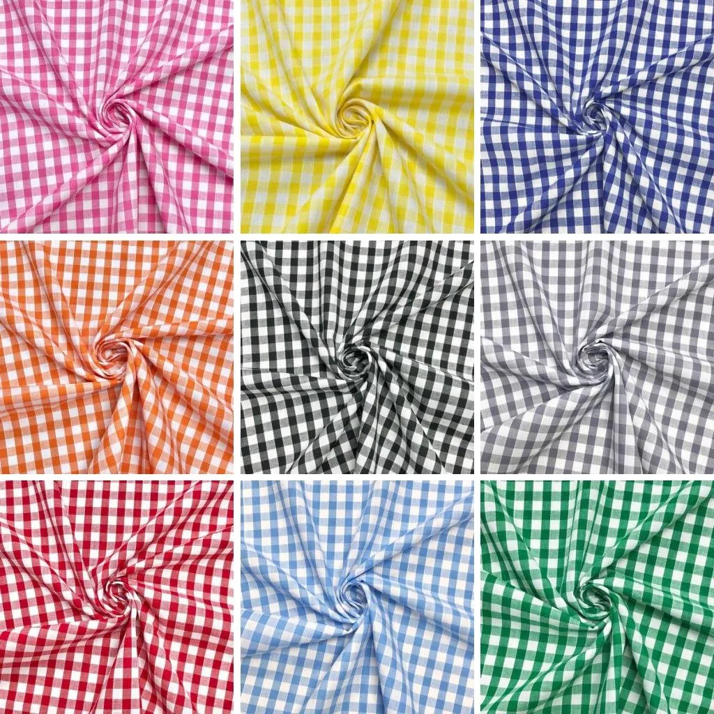 1/4 inch Gingham Polycotton Fabric - Full 30m Roll