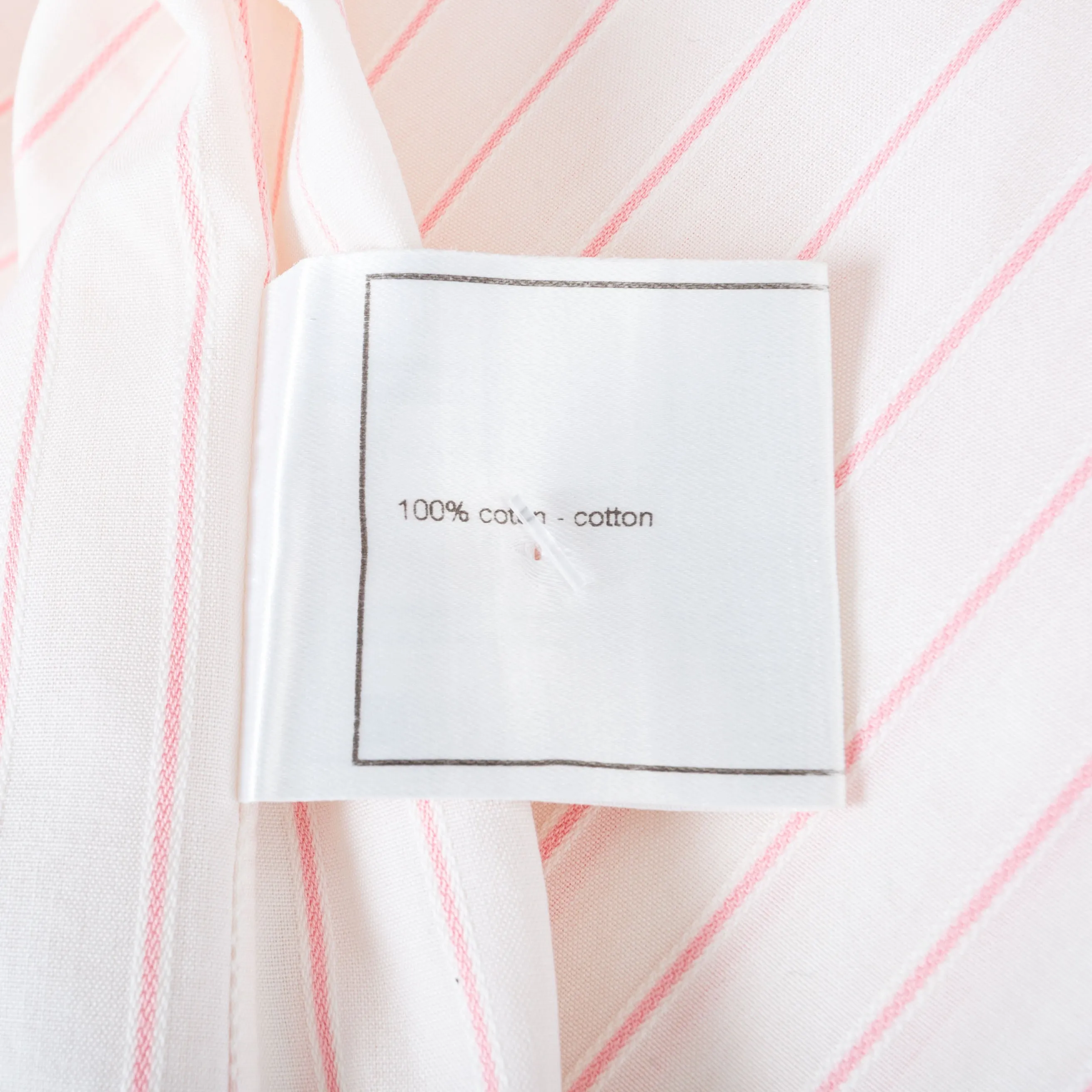 2002 White Cotton Pink Striped CC Button Up Ruffled Shirt