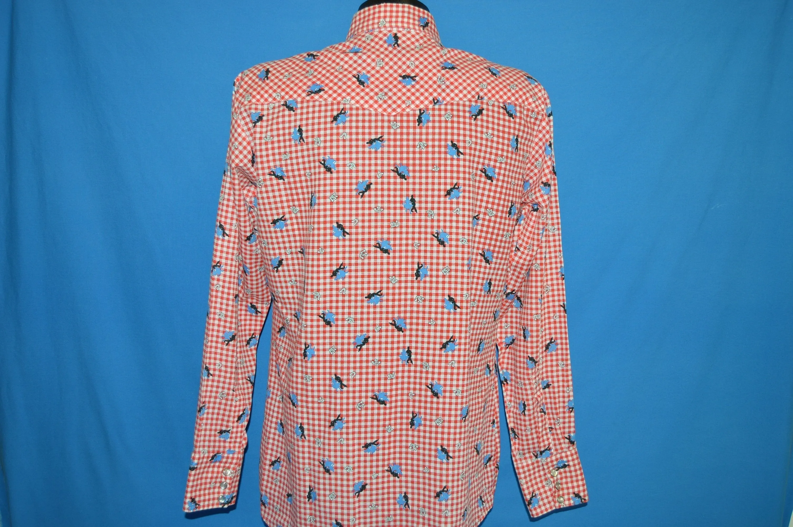 80s DC Brand Gingham Square Dancing Pearl Snap Shirt Large