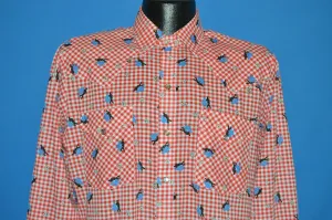 80s DC Brand Gingham Square Dancing Pearl Snap Shirt Large
