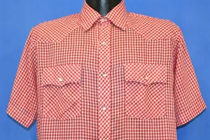 80s Montgomery Ward Red Gingham Western Shirt Medium