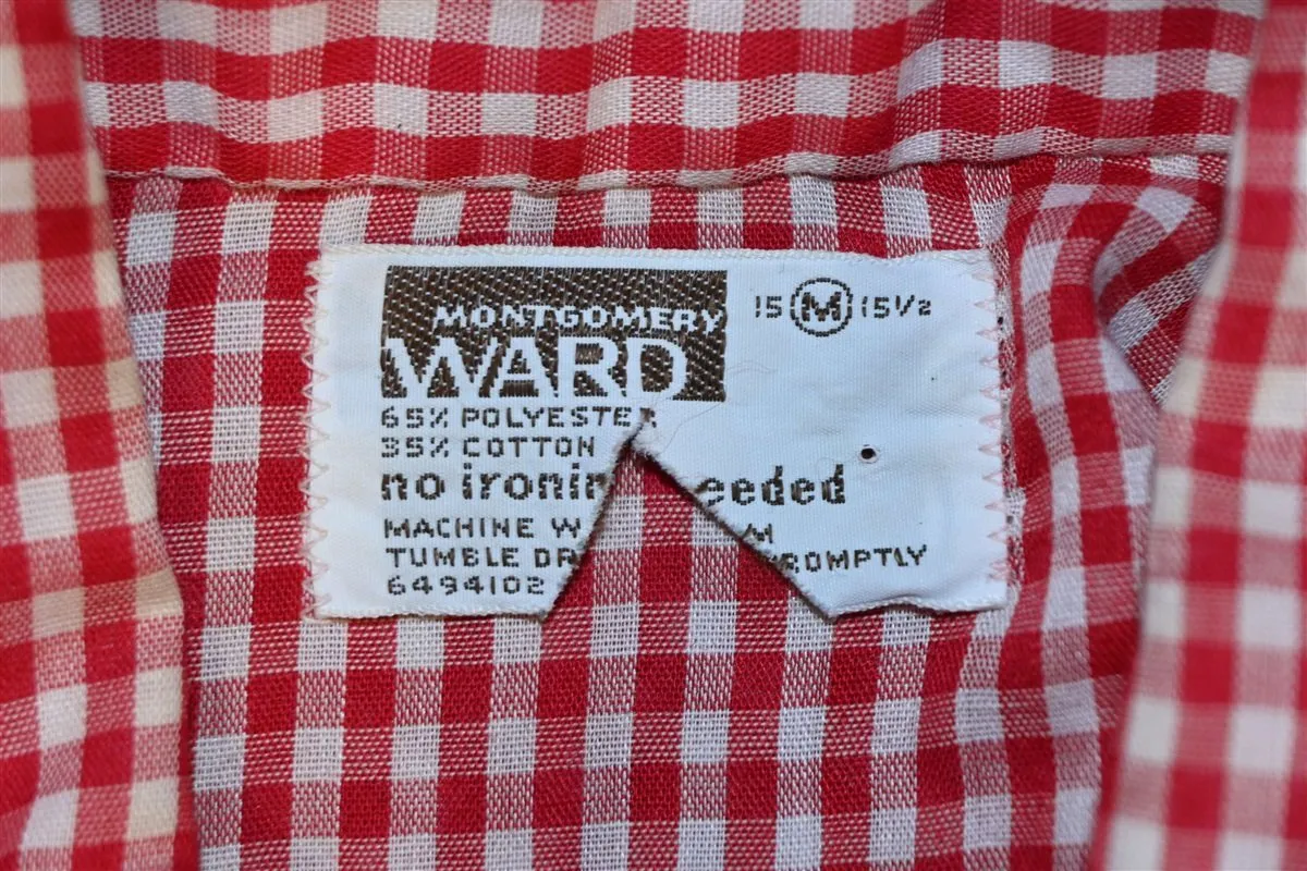 80s Montgomery Ward Red Gingham Western Shirt Medium