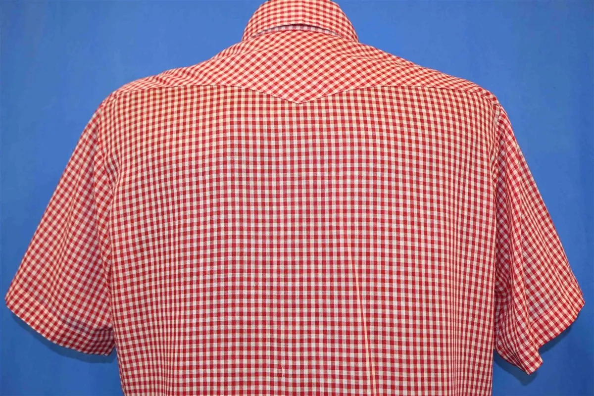 80s Montgomery Ward Red Gingham Western Shirt Medium