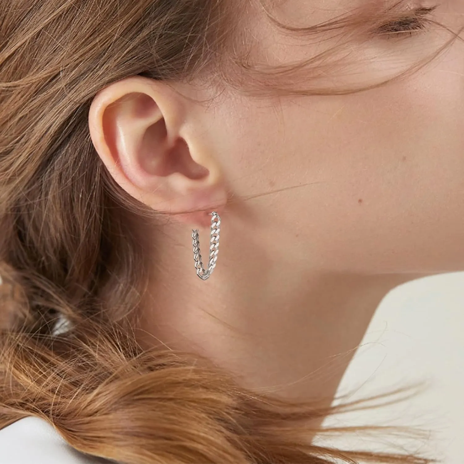 925 Sterling Silver Cuban Link Chain Dangle Drop Stud Earrings for Women, 18K Gold Plated Wrap Tassel Earrings
