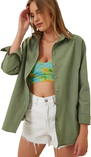 BIG DART Oversized Button Down Shirts for Women, Dressy Casual Long Sleeve Blouses Summer Tops Tunics