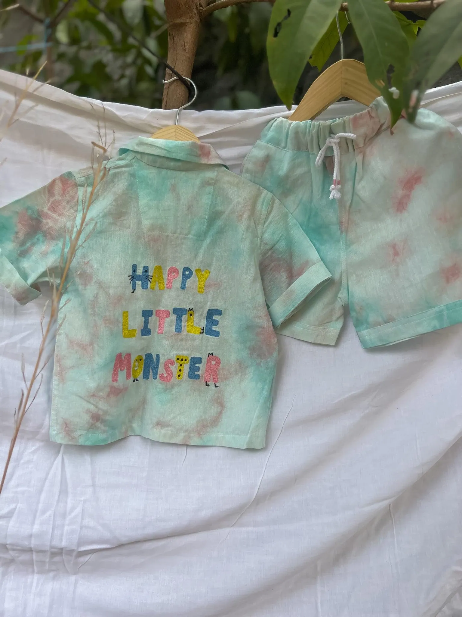 BLUE GREEN TIE DYE CO-RD SET - SET OF 2