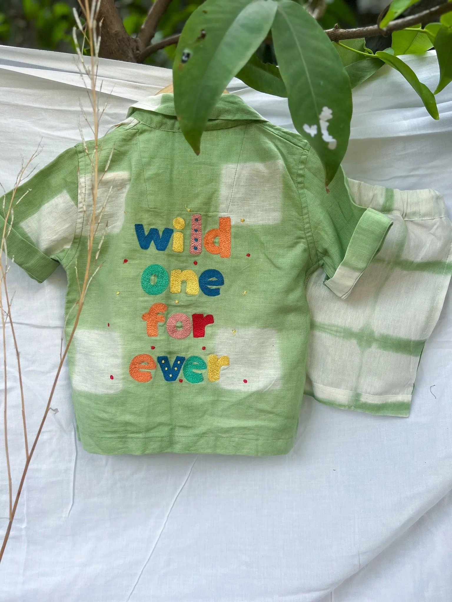 BLUE GREEN TIE DYE CO-RD SET - SET OF 2