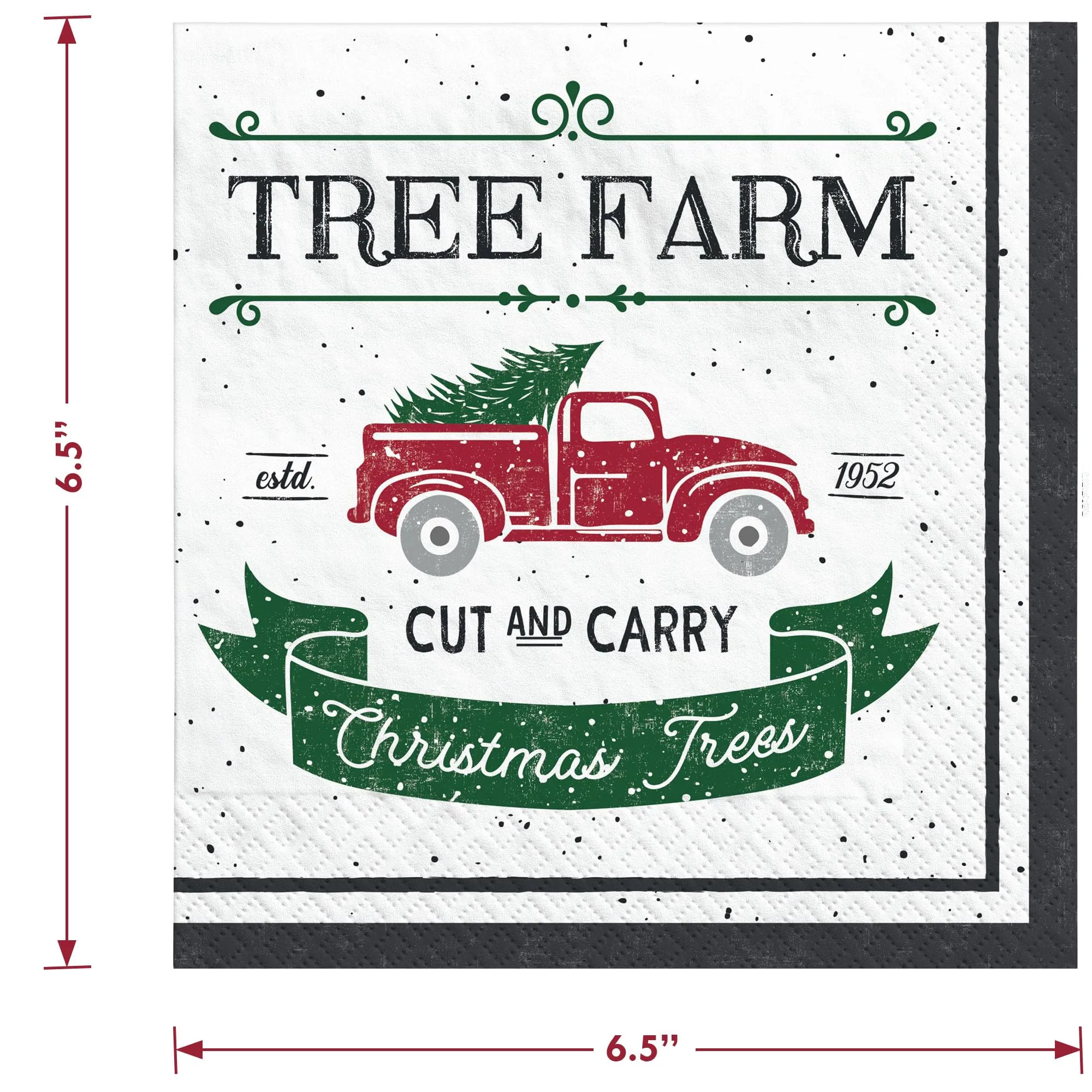Buffalo Plaid Party Supplies - Paper Dinner Plates and Tree Farm Lunch Napkins (Serves 16)