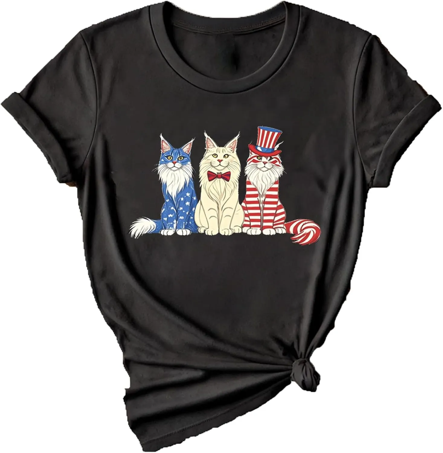 Cat for Women Tshirts Funny Black Cat Graphic Casual Cat Crewneck Holiday Vintage Graphic Tees Casual Tops