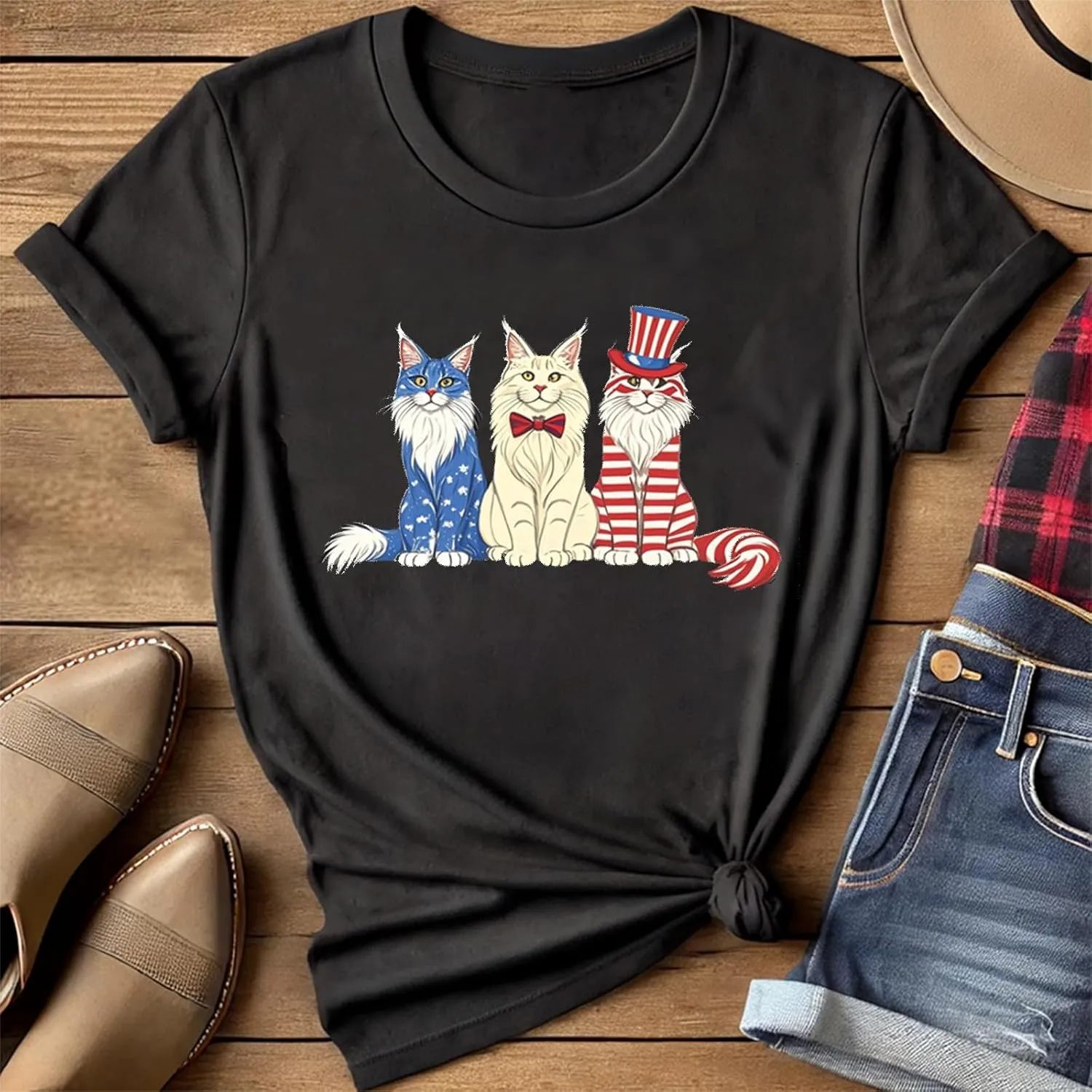Cat for Women Tshirts Funny Black Cat Graphic Casual Cat Crewneck Holiday Vintage Graphic Tees Casual Tops