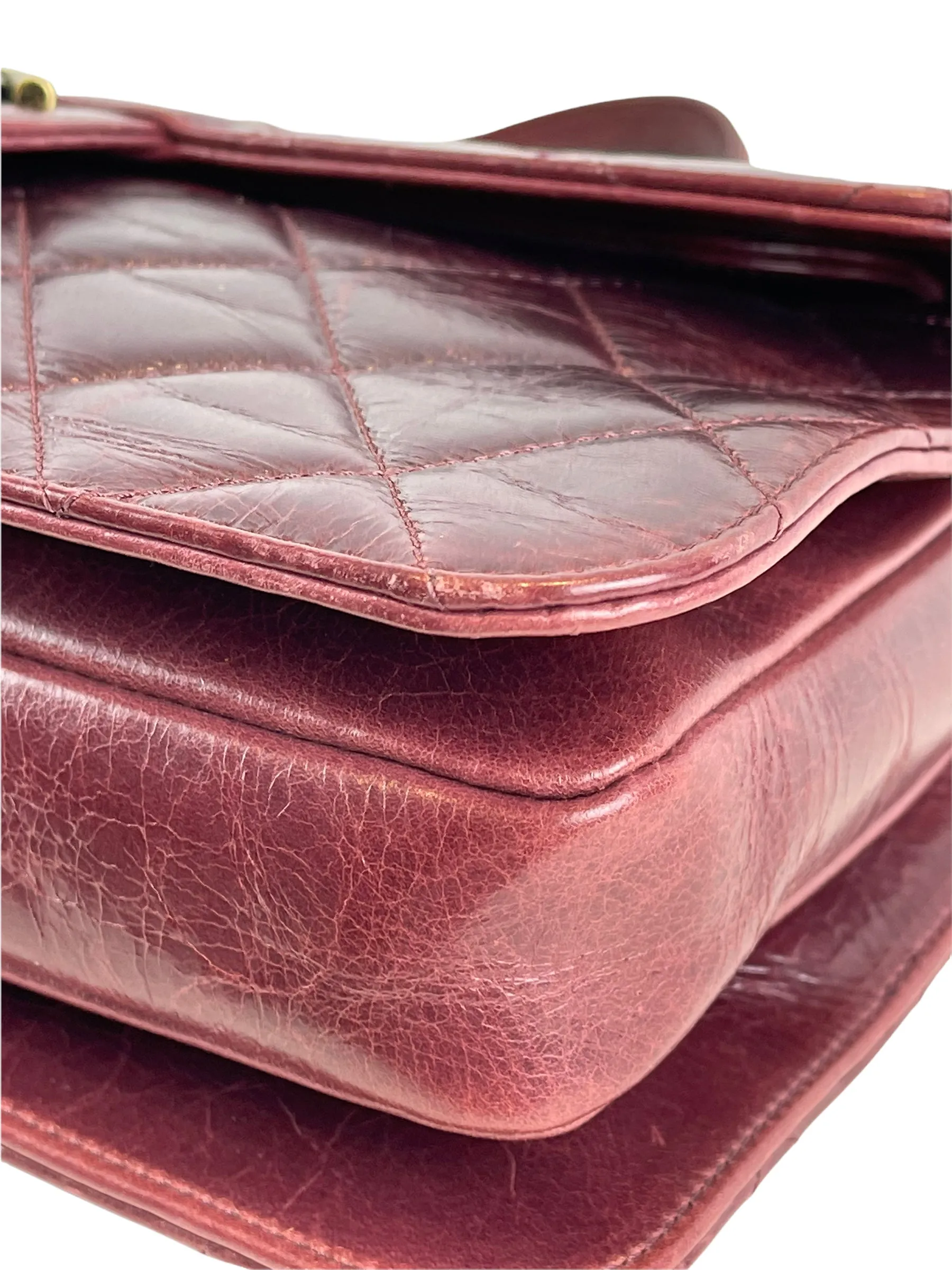 Chanel Burgundy Glazed Calfskin ’Perfect Edge’ Flap