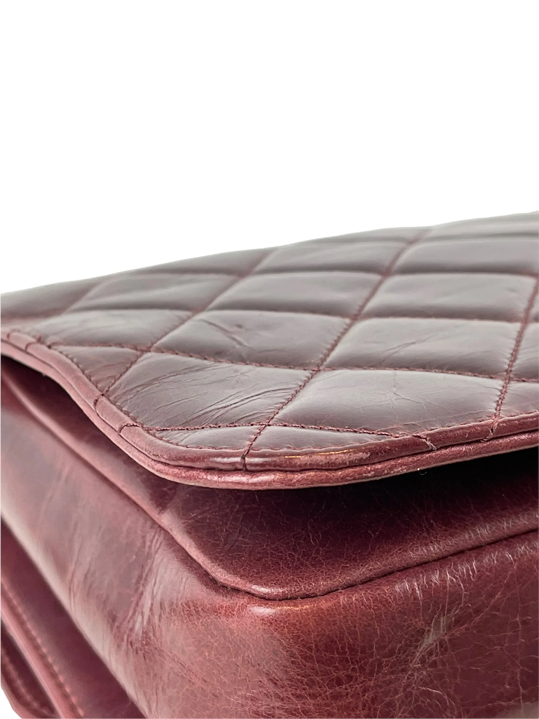Chanel Burgundy Glazed Calfskin ’Perfect Edge’ Flap