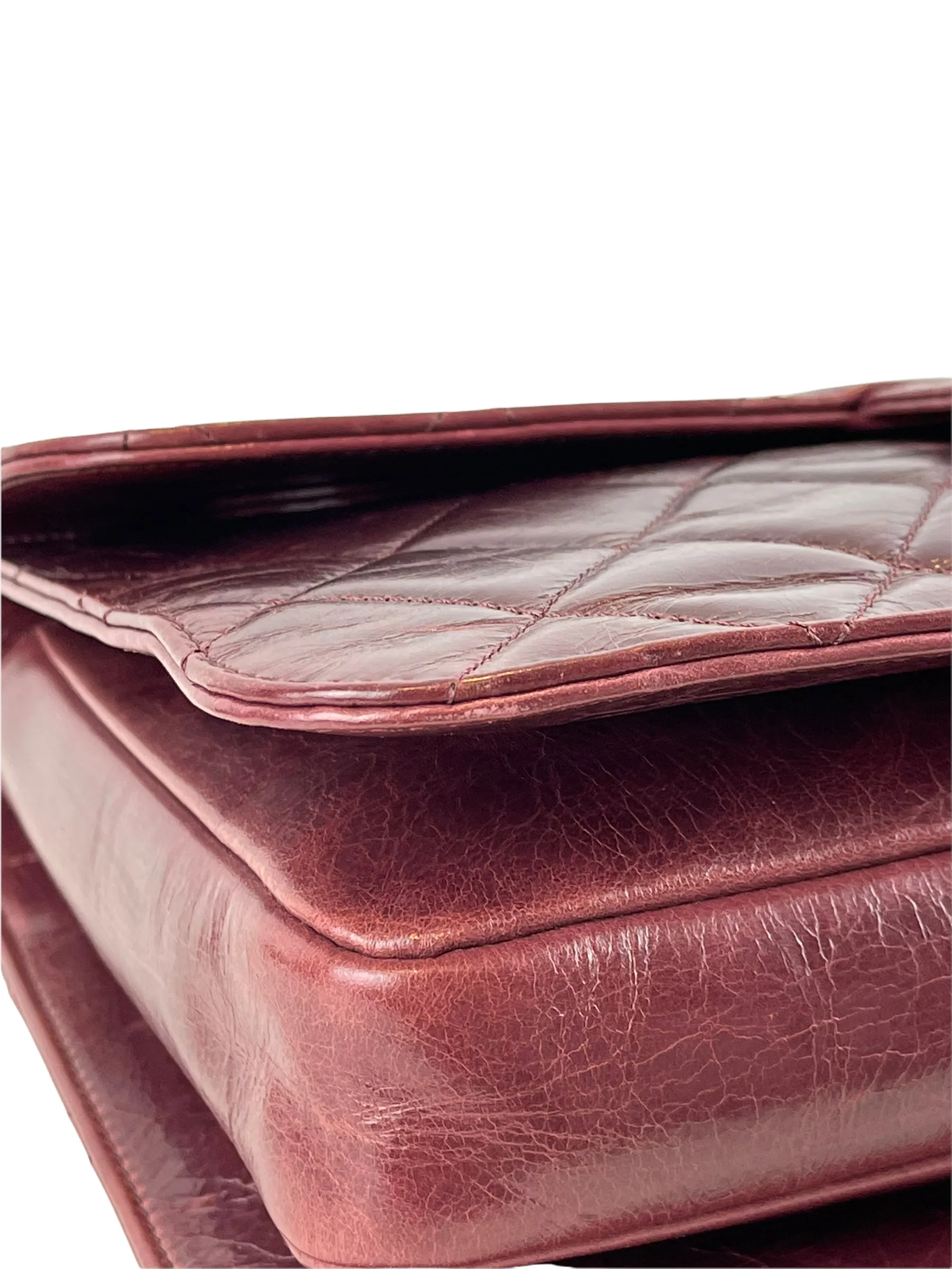 Chanel Burgundy Glazed Calfskin ’Perfect Edge’ Flap