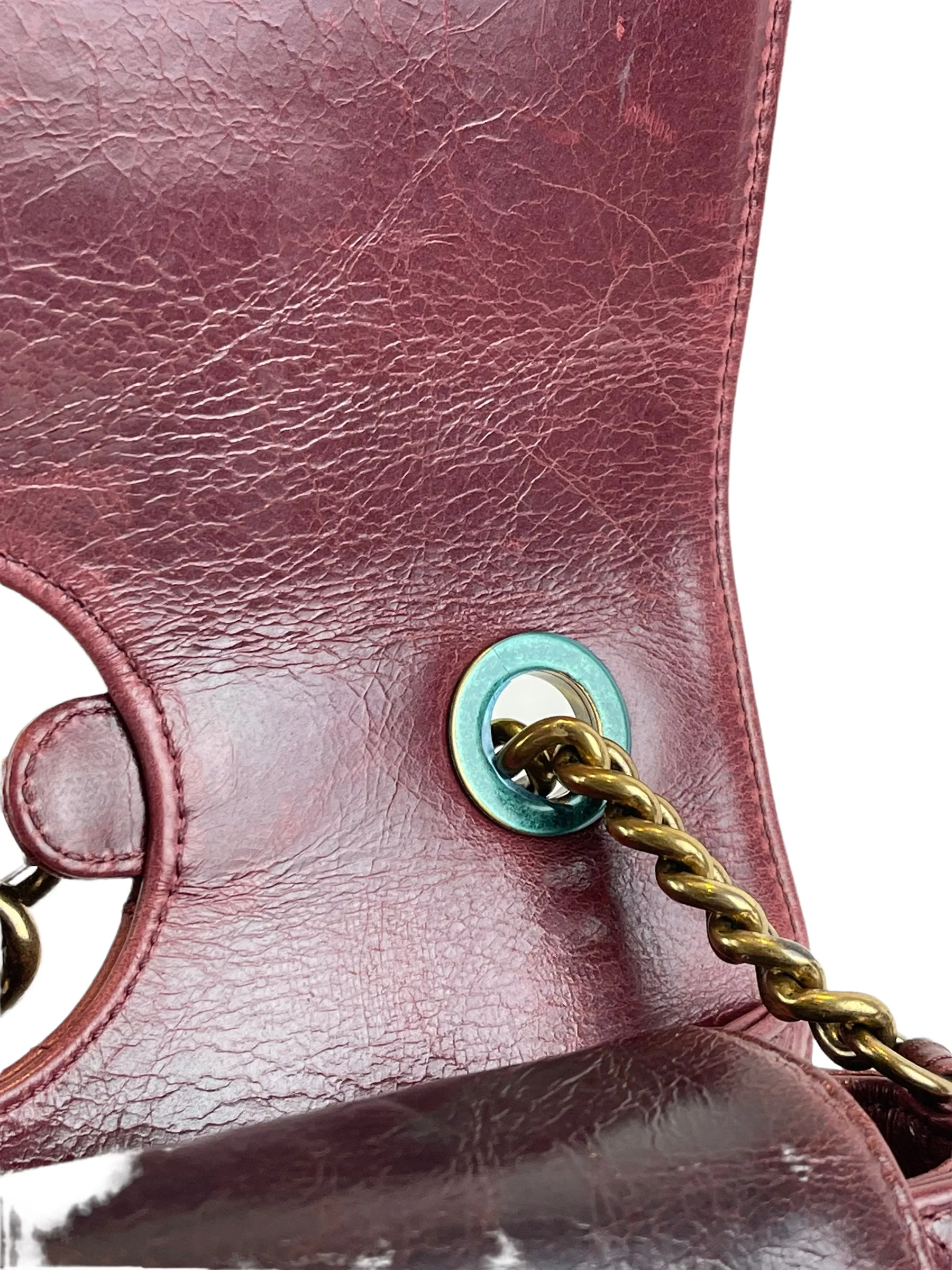 Chanel Burgundy Glazed Calfskin ’Perfect Edge’ Flap
