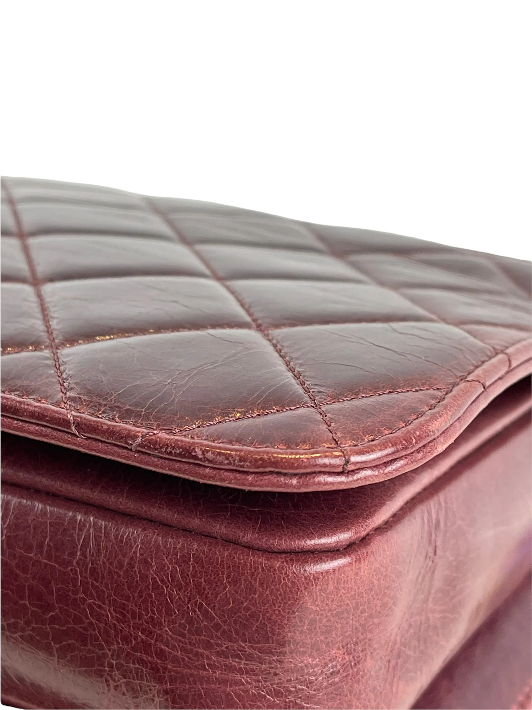 Chanel Burgundy Glazed Calfskin ’Perfect Edge’ Flap