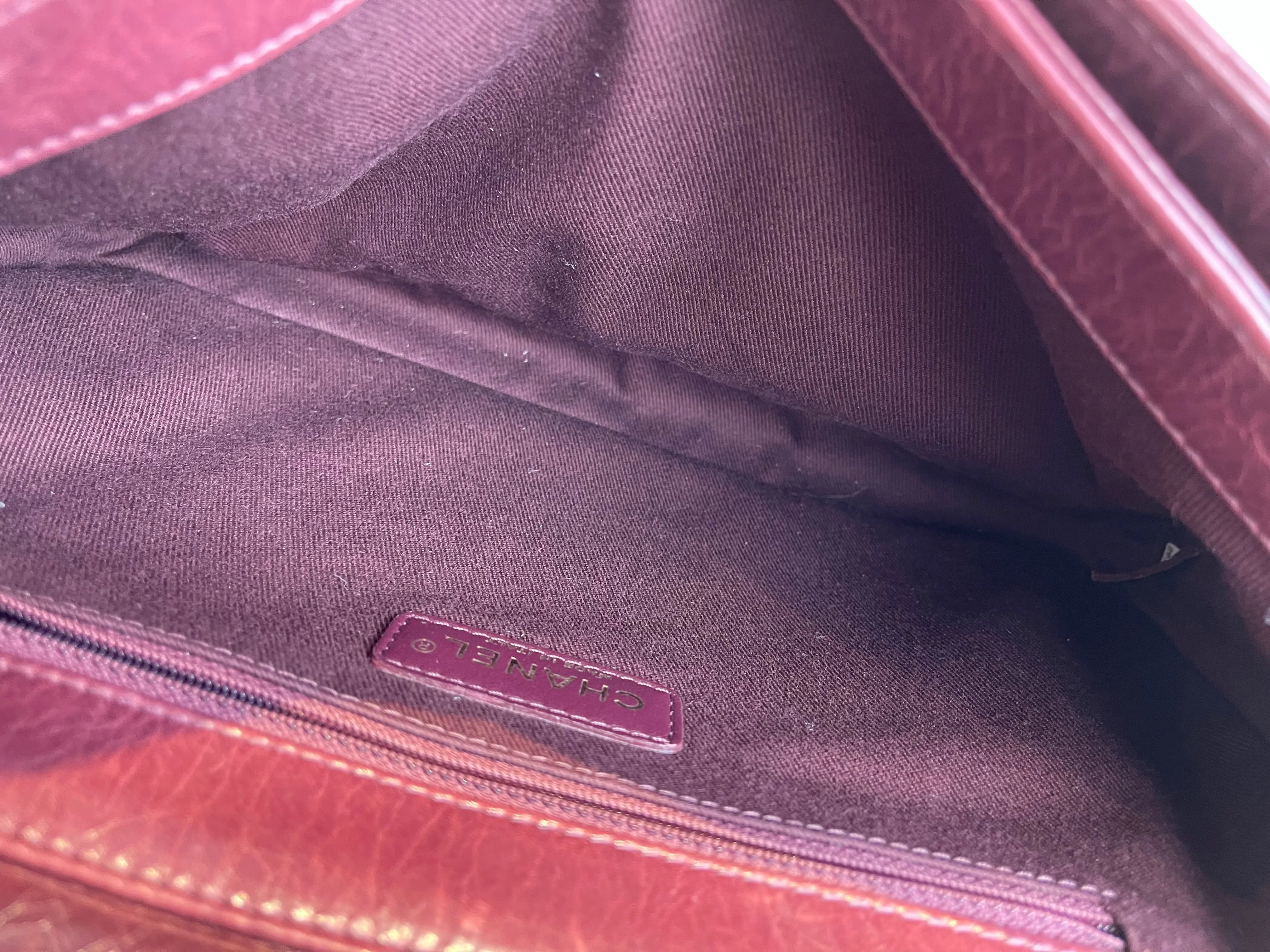 Chanel Burgundy Glazed Calfskin ’Perfect Edge’ Flap
