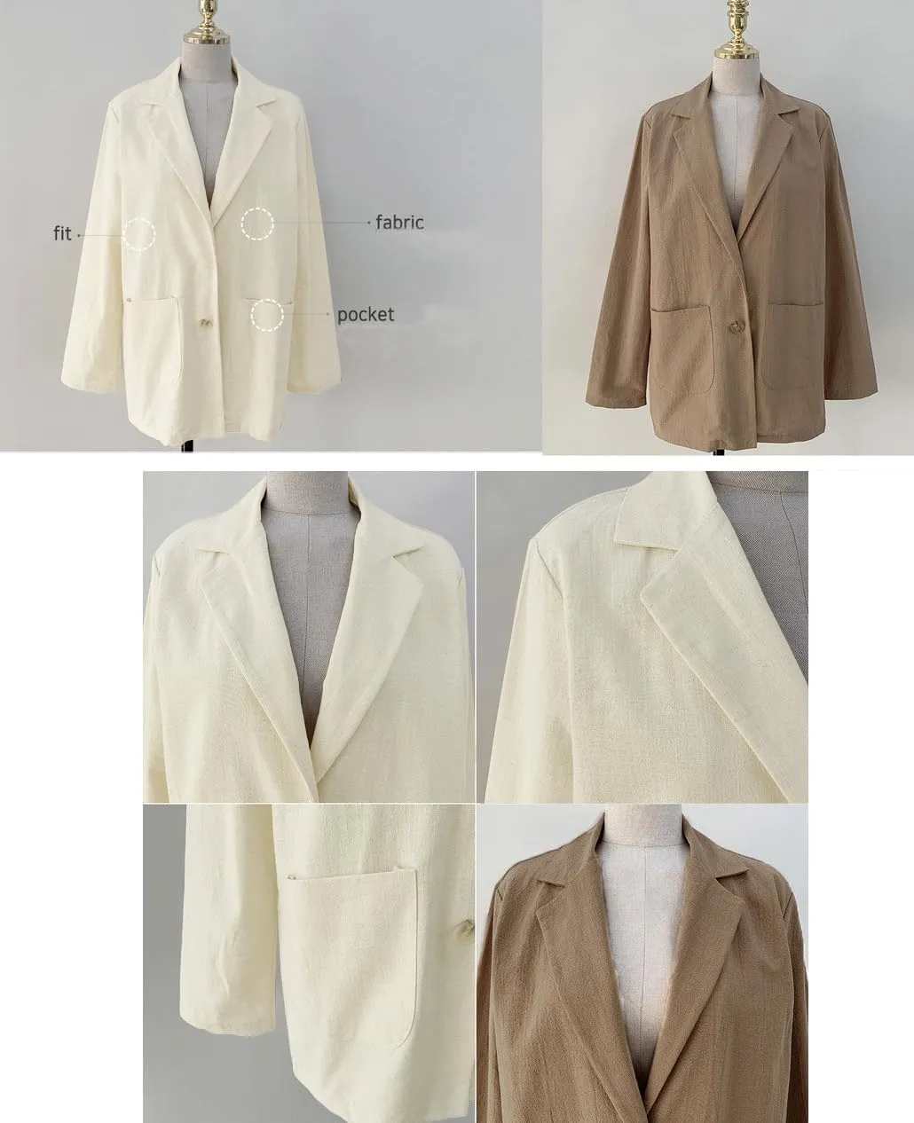 chouyatou Women's Cotton Linen One Button Office Blazer Long Sleeve Business Casual Jacket Outwear Coat