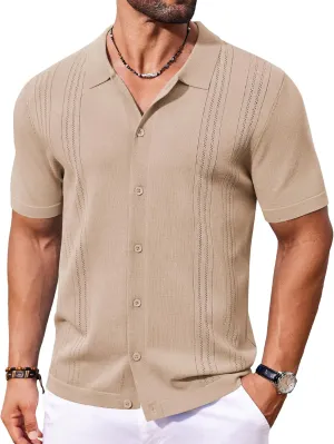 COOFANDY Men Casual Button Down Shirts Short Sleeve Summer Beach Shirt Fashion Camp Tops