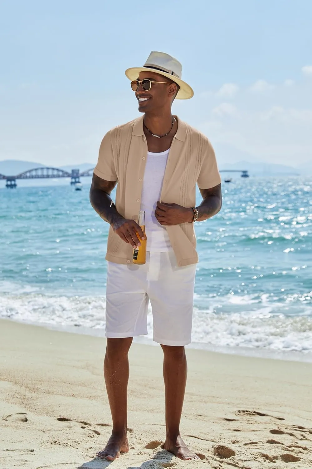 COOFANDY Men Casual Button Down Shirts Short Sleeve Summer Beach Shirt Fashion Camp Tops