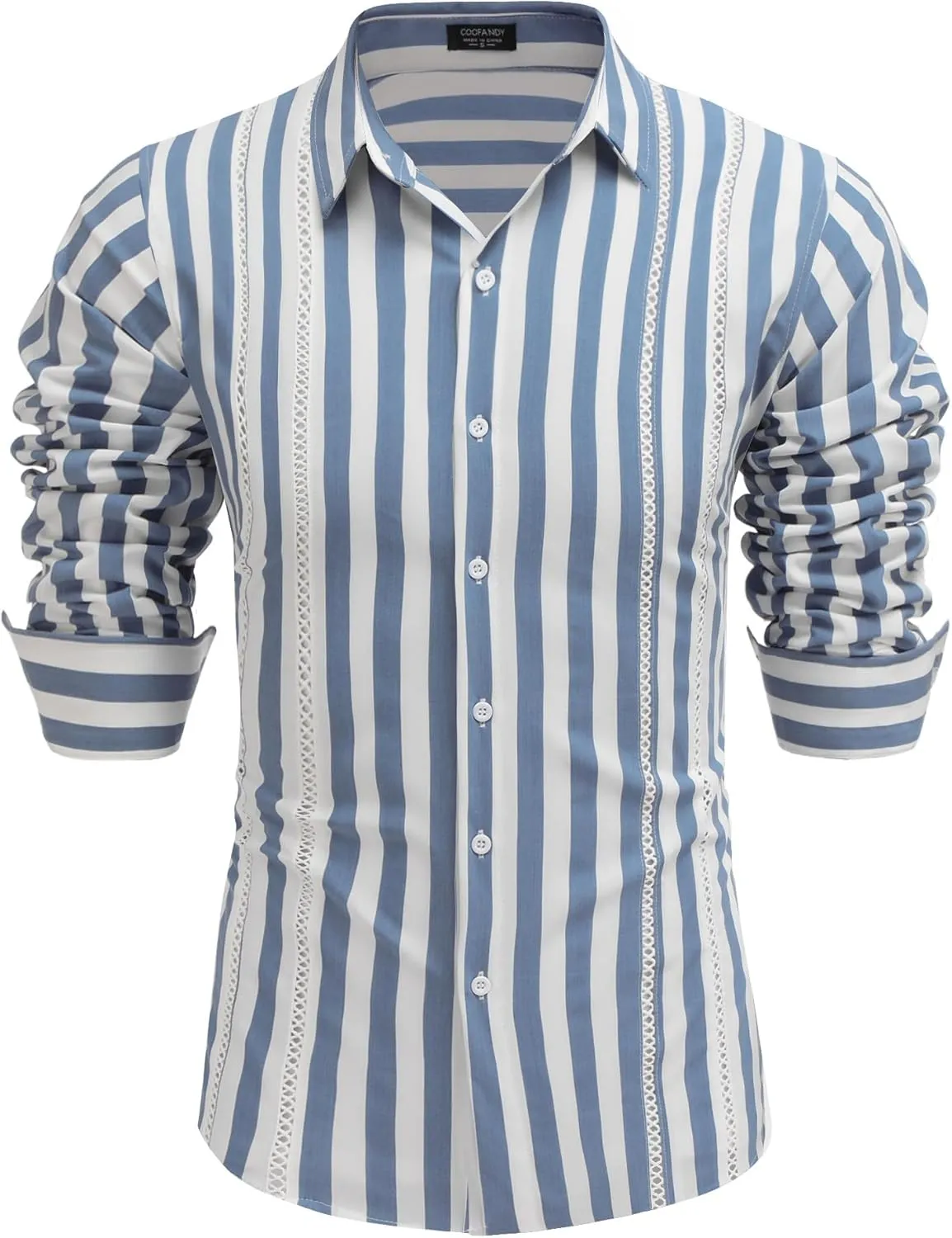 COOFANDY Mens Cuban Guayabera Shirt Casual Button Down Shirts Long Sleeve Summer Beach Shirts