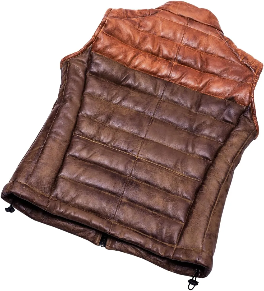 Distressed Quilted Puffer Down Leather Vest Men | Lightweight Distressed Brown vest | Leather Down Puffer Vest