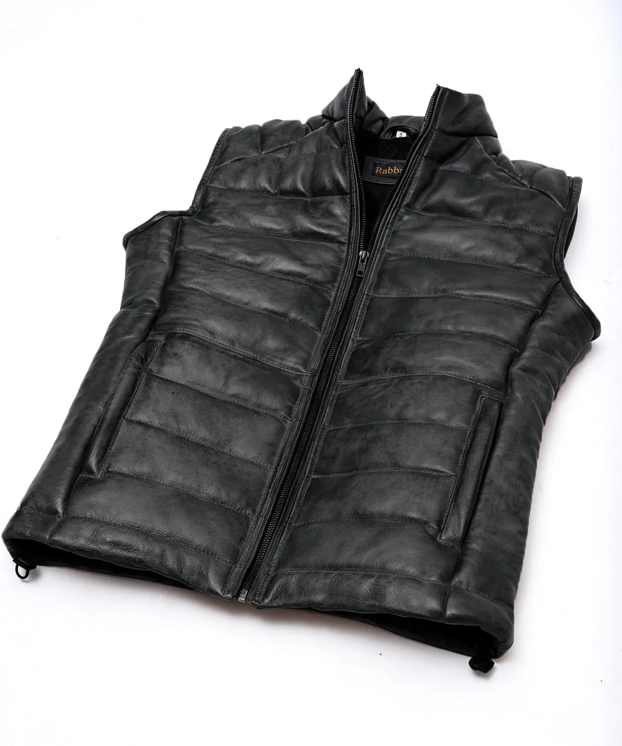 Distressed Quilted Puffer Down Leather Vest Men | Lightweight Distressed Brown vest | Leather Down Puffer Vest