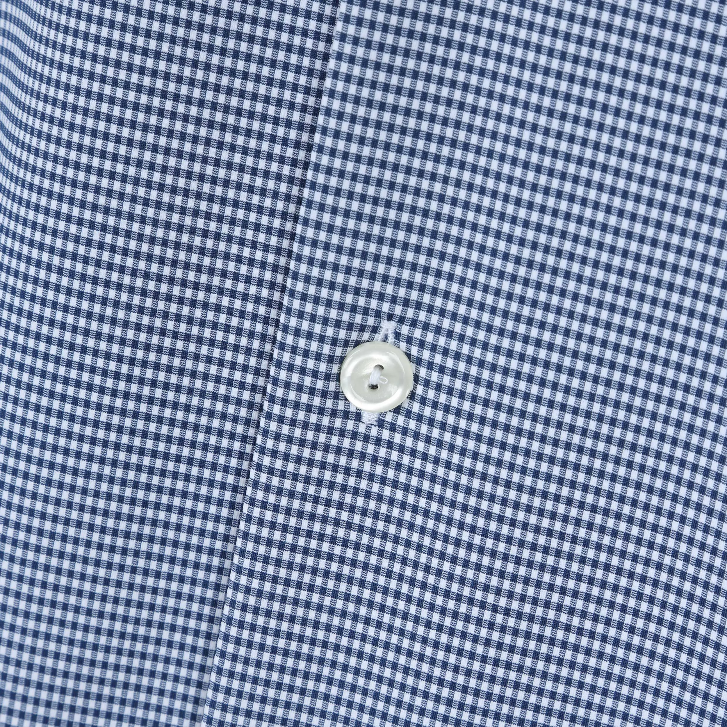 Eton 4 Way Stretch Gingham Check Shirt in Navy