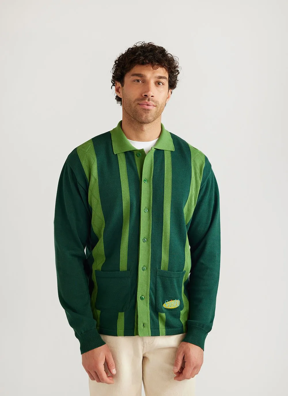 Giddy Up Button Through Knitted Shirt | Seinfeld x Percival | Green
