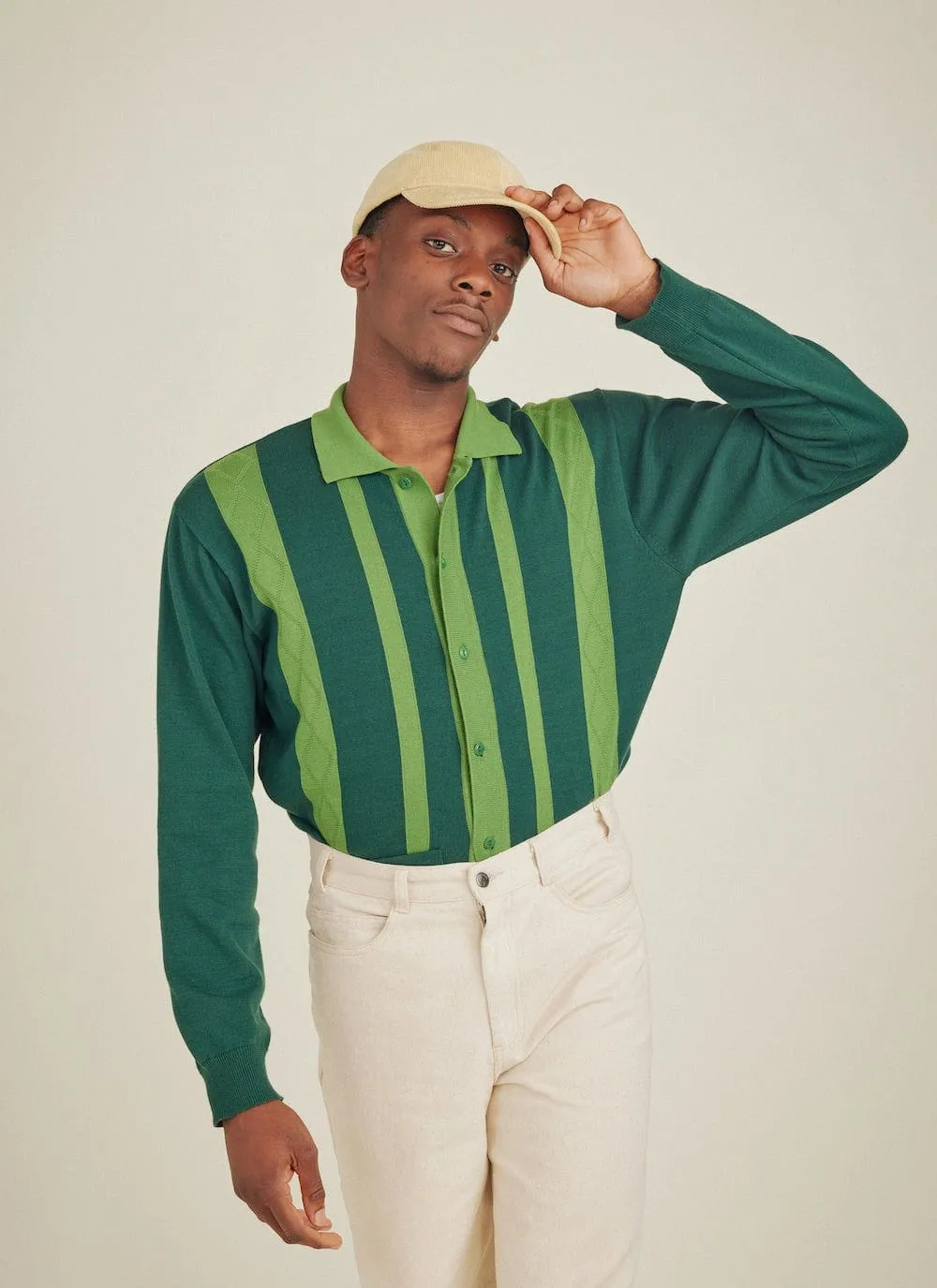 Giddy Up Button Through Knitted Shirt | Seinfeld x Percival | Green