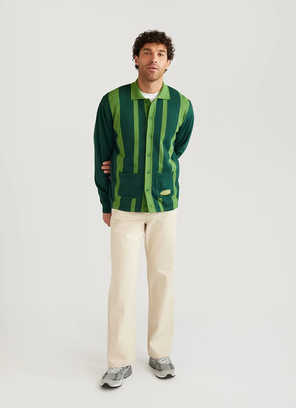 Giddy Up Button Through Knitted Shirt | Seinfeld x Percival | Green