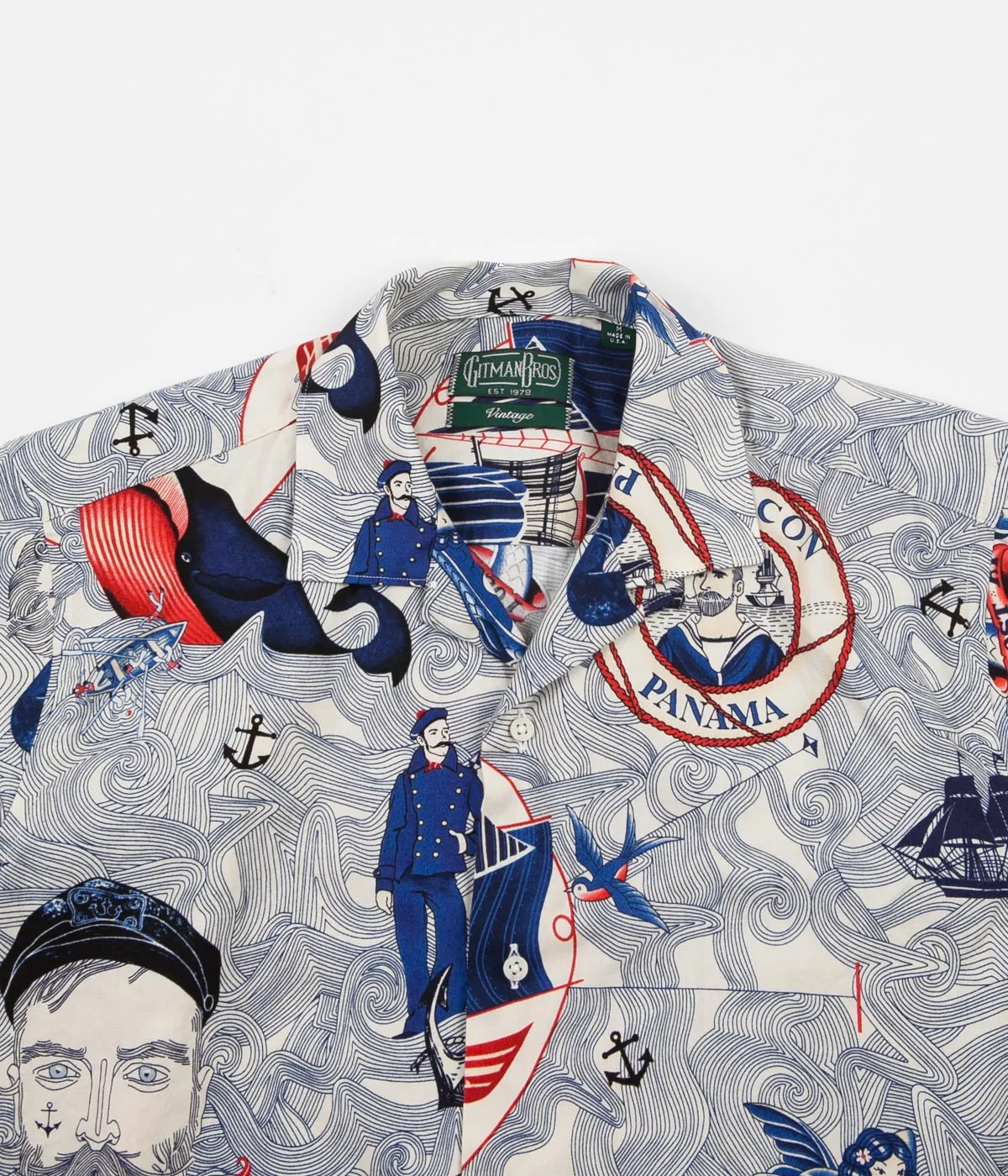 Gitman Vintage Camp Short Sleeve Shirt - Lost At Sea