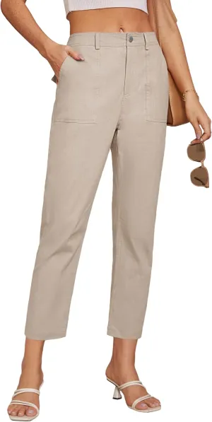 GRACE KARIN Women's 2025 Work Pants Casual High-Waisted Business Tapered Leg Trousers with Pockets
