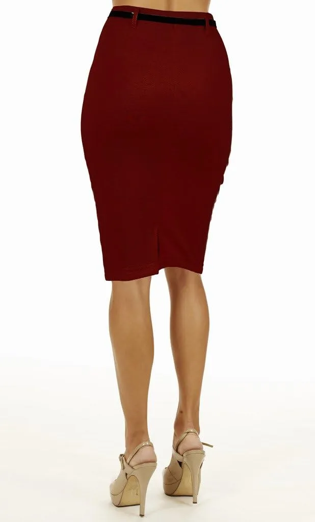Junior High Waist Below Knee Pencil Skirt Skinny Fit