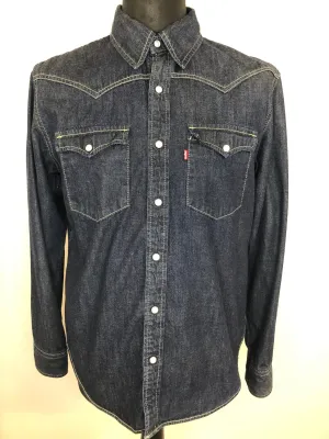 Levis Denim Western Shirt in Indigo - Size M