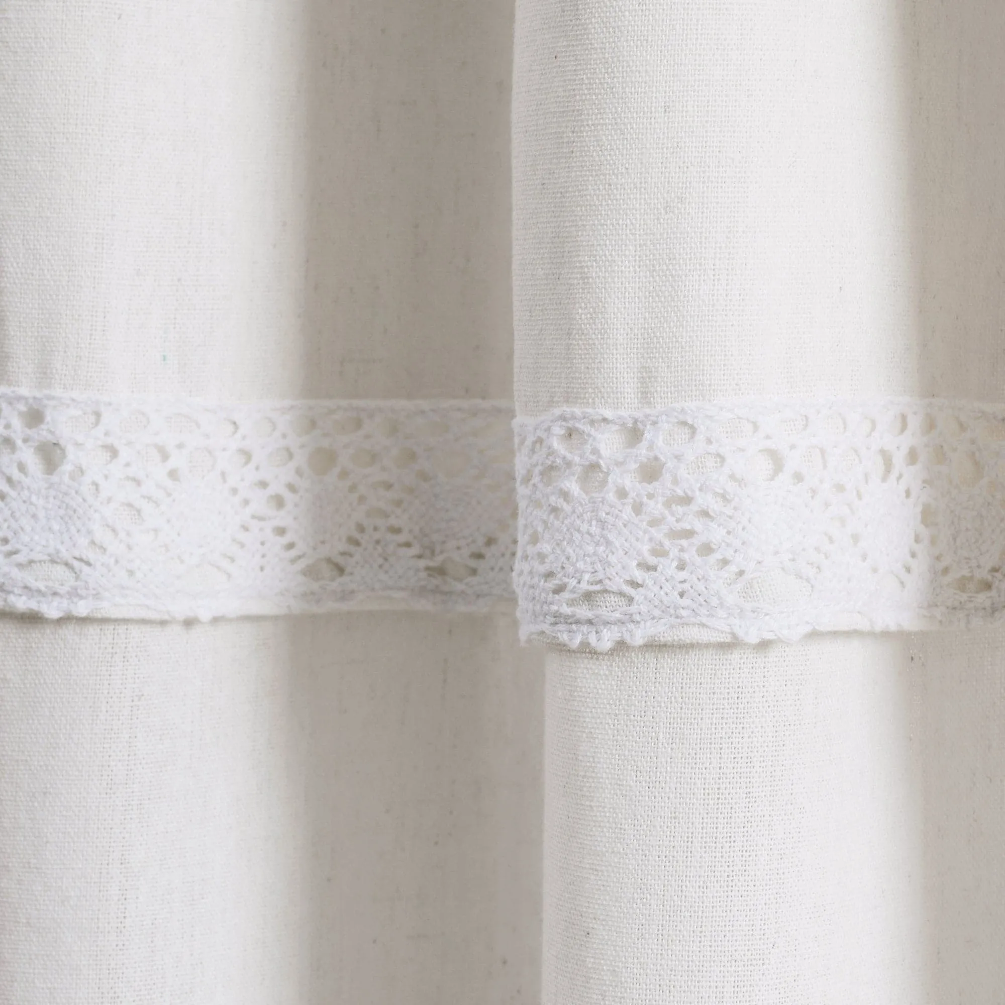 Linen Lace Window Curtain Panel Set