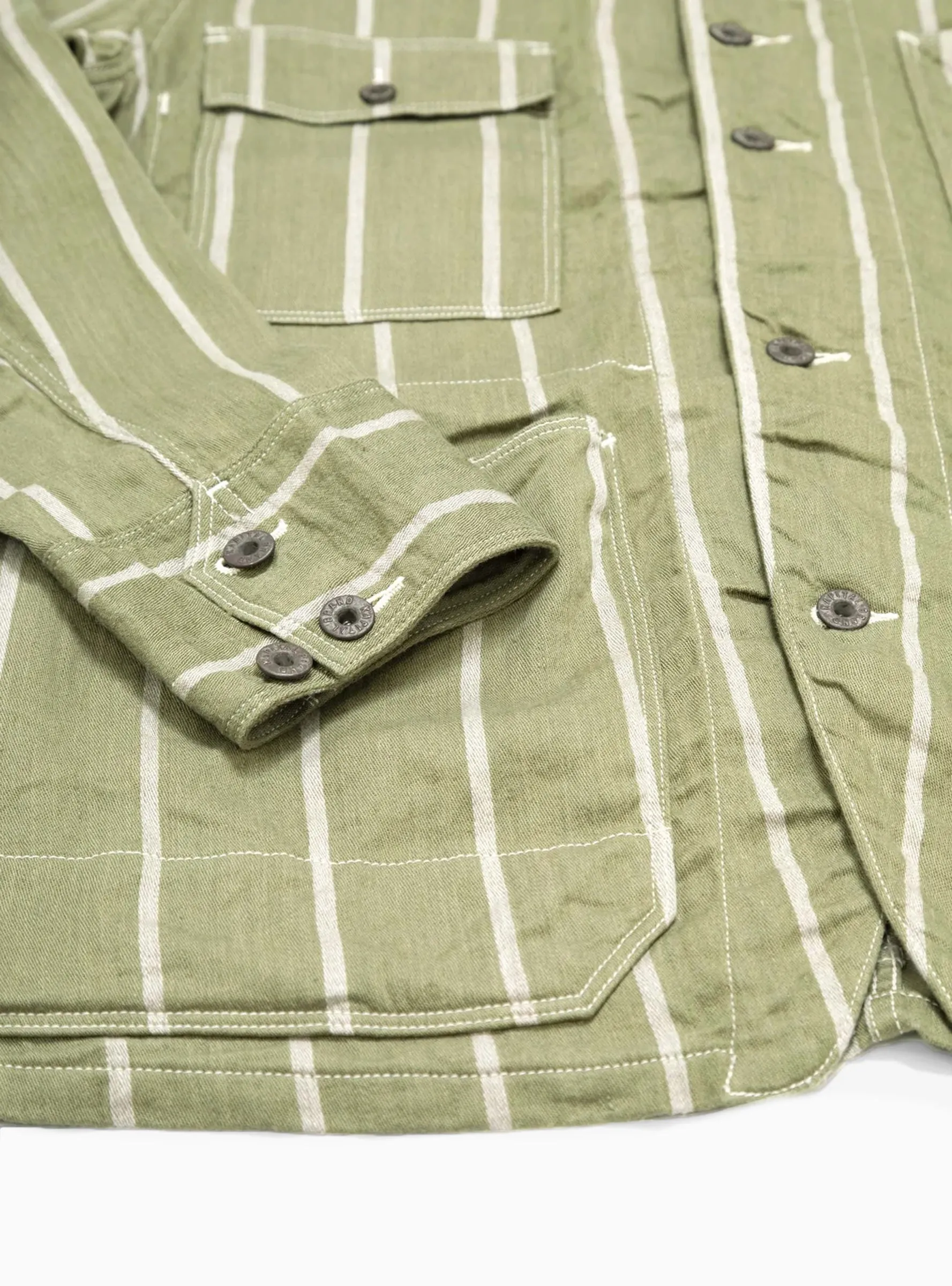 Linen Phillies Stripe Cactus Coverall Jacket Khaki