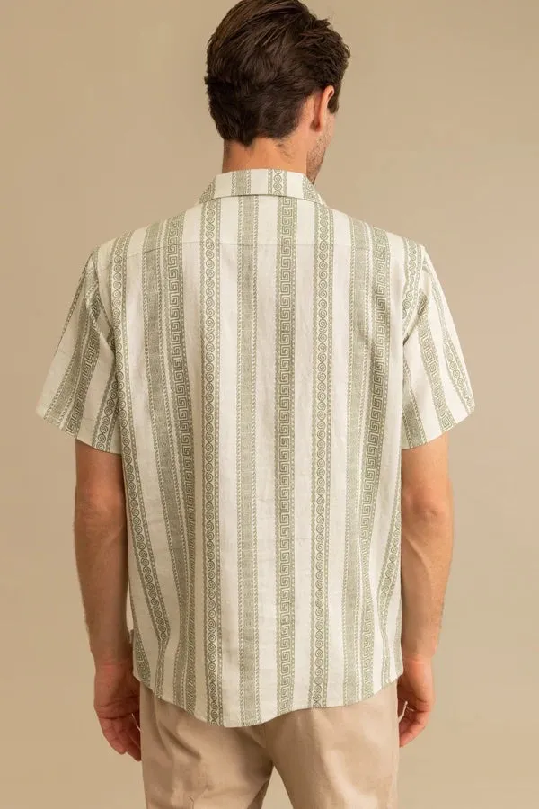 Linen Stripe SS Shirt (Natural)