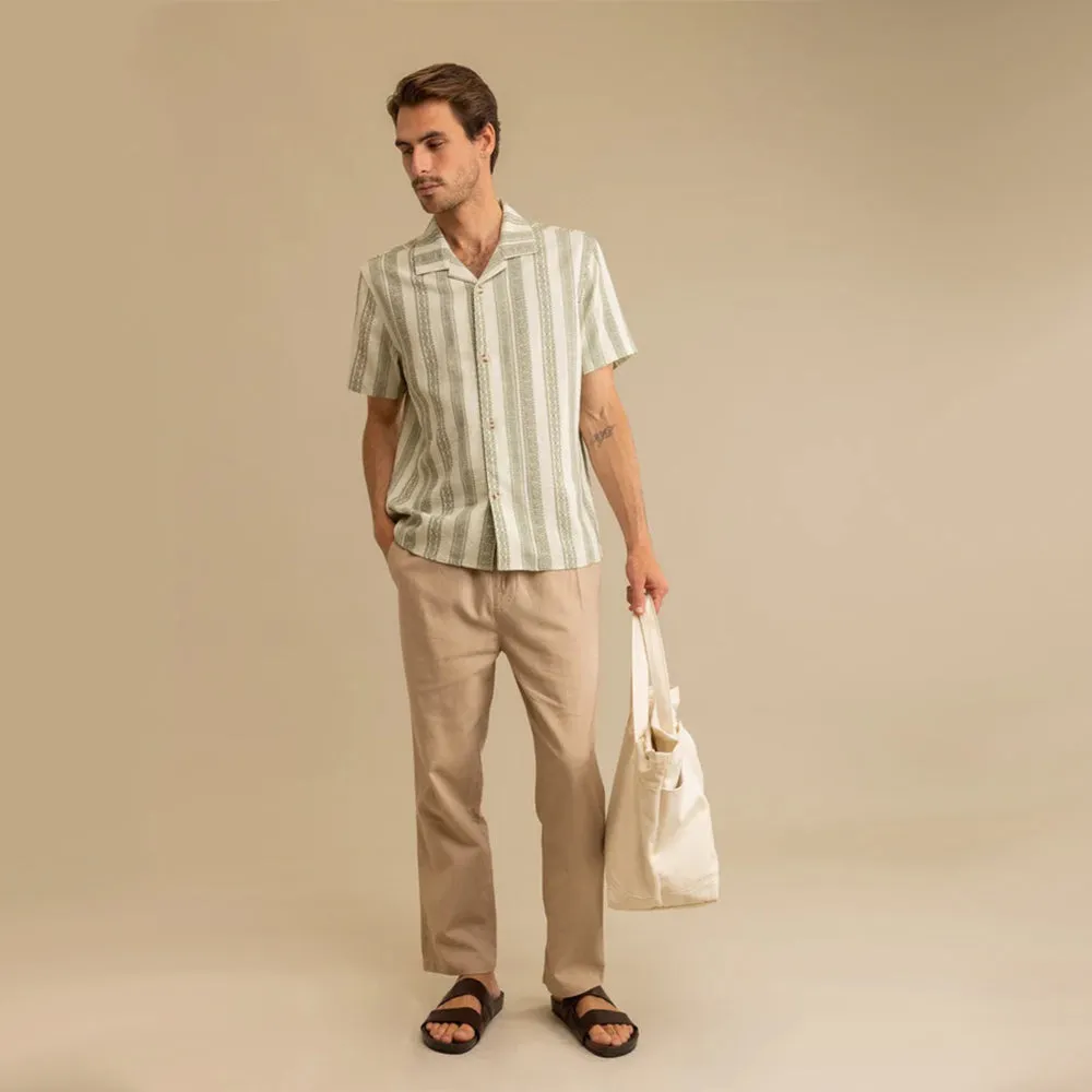 Linen Stripe SS Shirt (Natural)