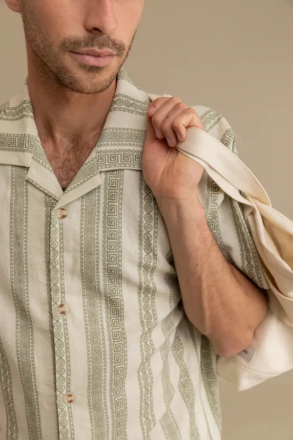 Linen Stripe SS Shirt (Natural)