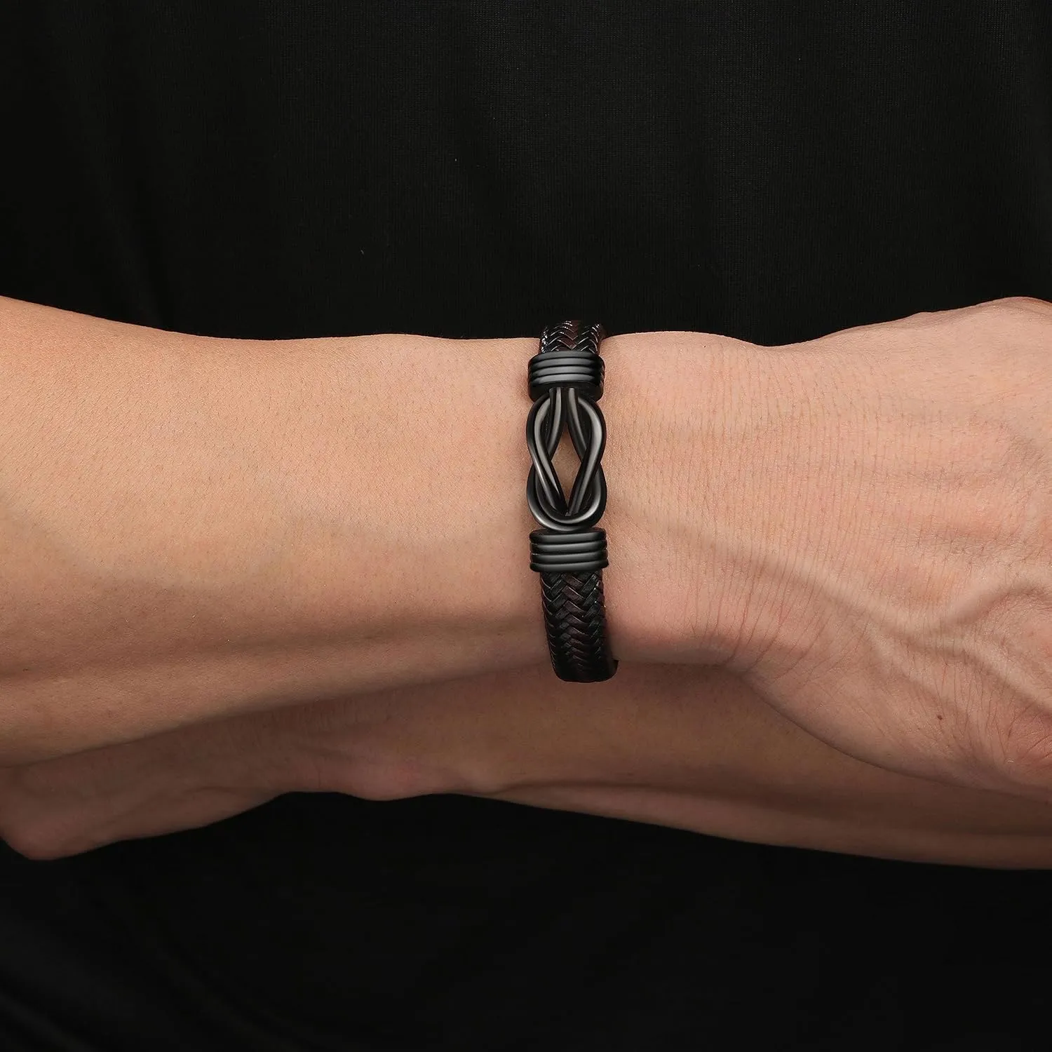 Memgift Gifts for Man Bracelets for Dad Son Gifts Brown Braided Leather Knot Bracelets for Son Grandson Husband Man Love You Forever Jewelry for Brother Boyfriend 7.5 8.5 9 Inches