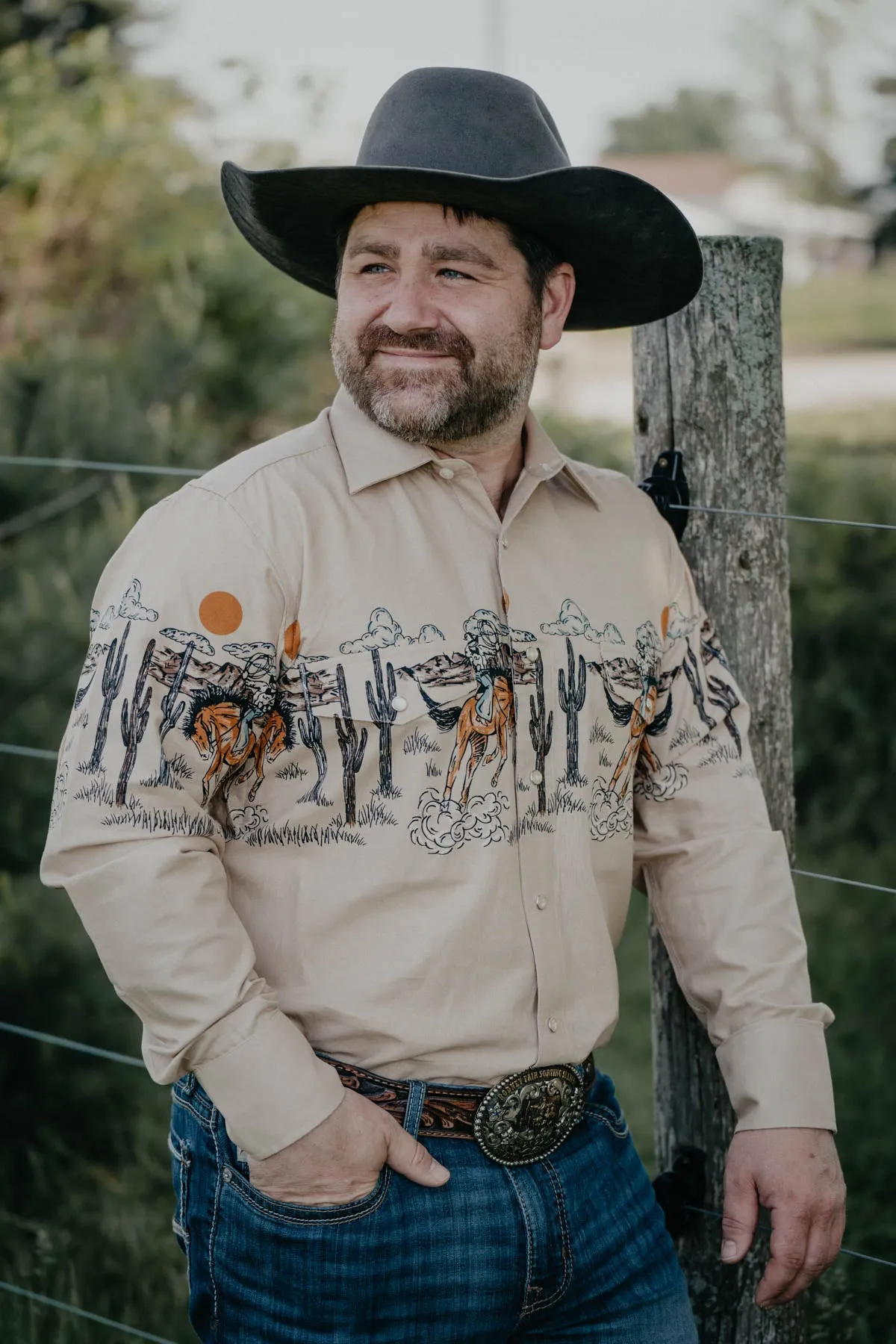 Men's Vintage Bronc Border Panhandle Pearl Snap (XS-XL)