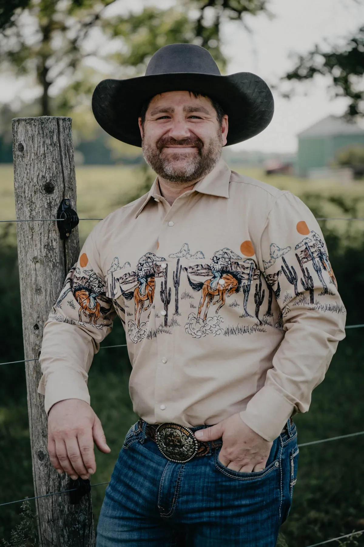 Men's Vintage Bronc Border Panhandle Pearl Snap (XS-XL)