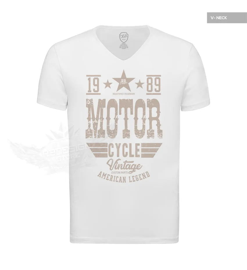Mens Vintage Motorcycle White T-shirt MD875