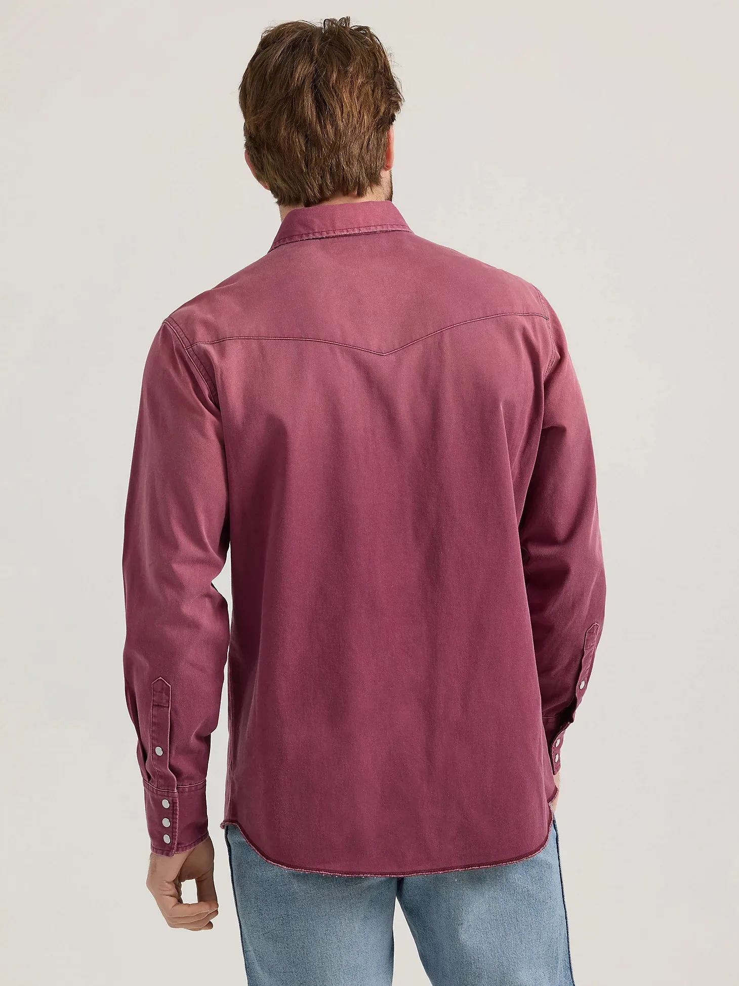 Men's Wrangler Vintage Solid Plum Long Sleeve Snap Shirt