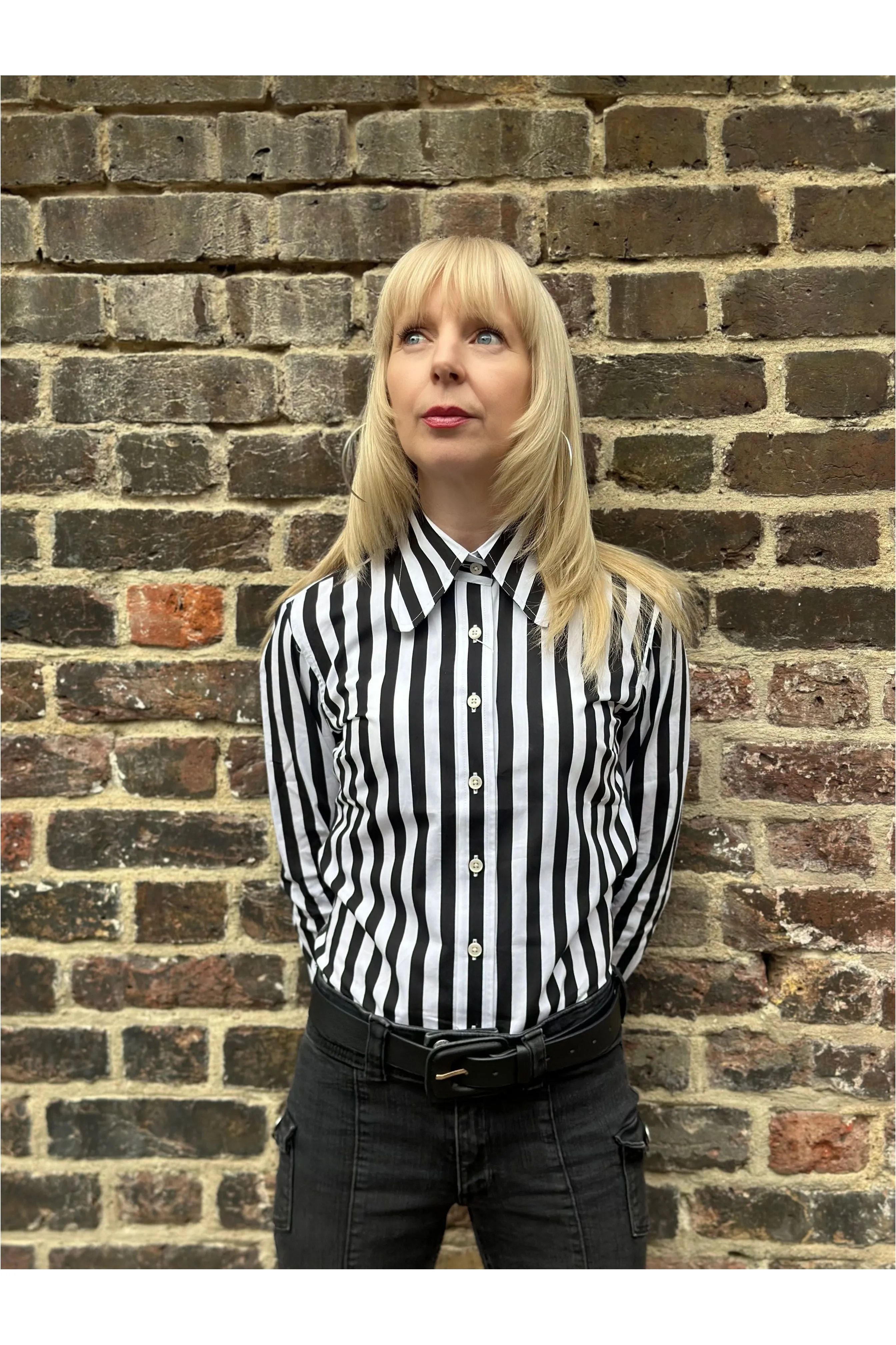 Mr Bridger - Women's 'The Hall' Black and White Stripe Beagle Collar - Shirt