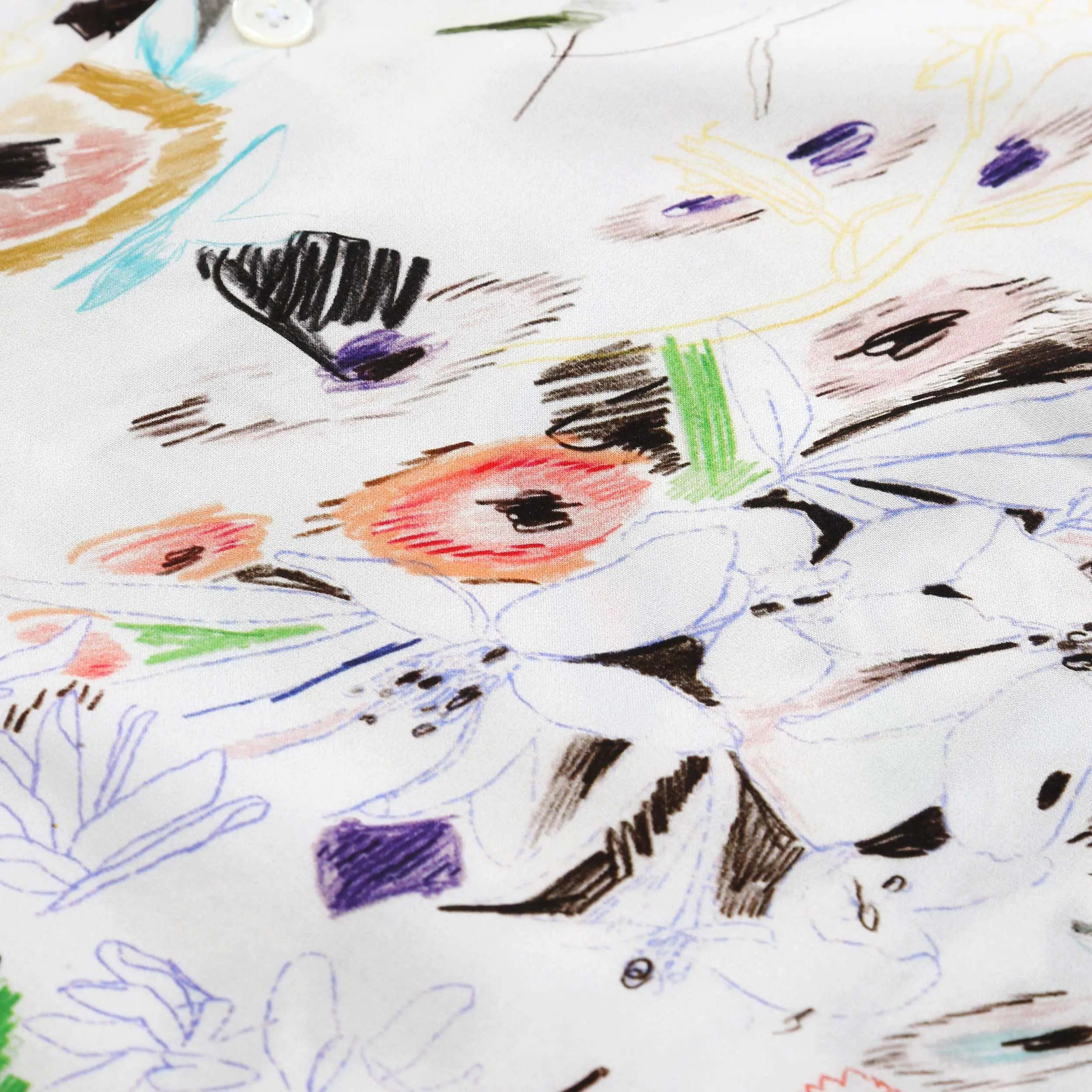 Paul Smith Floral Sketch Reg Fit SS Shirt in White