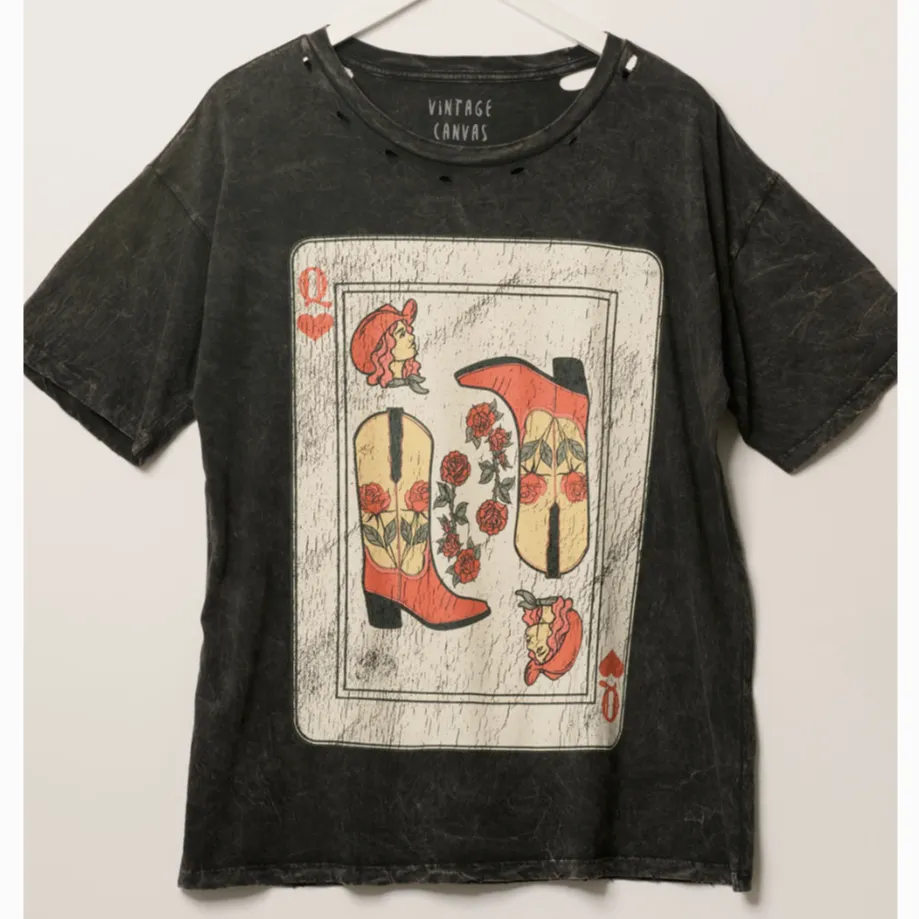 Queen Cowgirl & Cards Graphic Print Tee Shirt