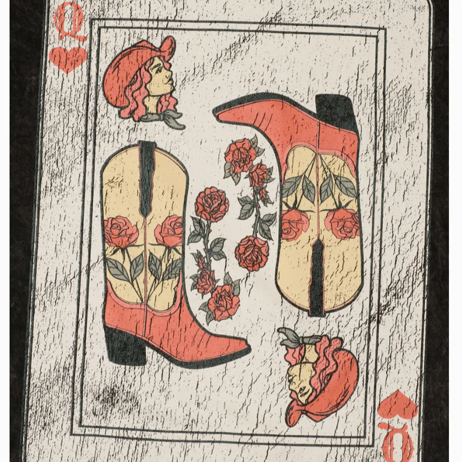 Queen Cowgirl & Cards Graphic Print Tee Shirt