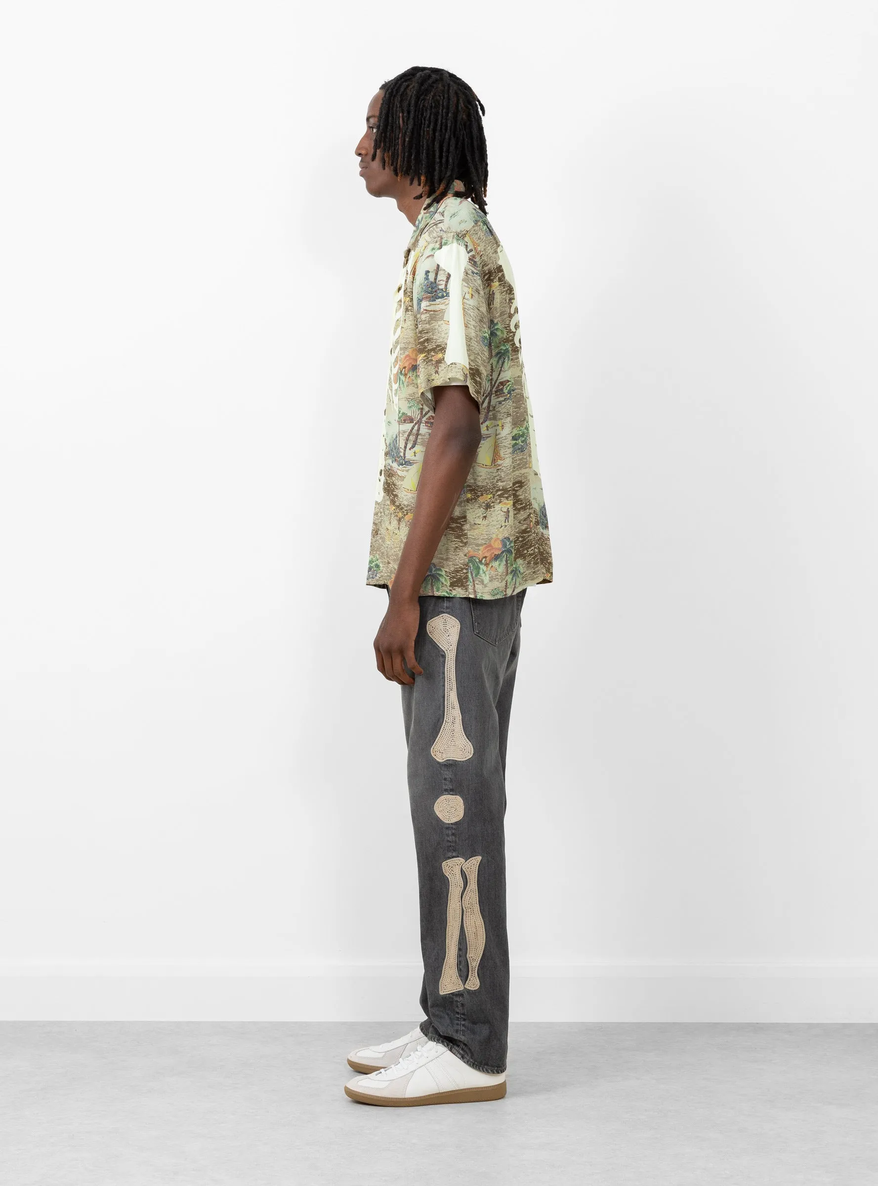 Rayon KAMEKAMEHA BONE Aloha Shirt Brown