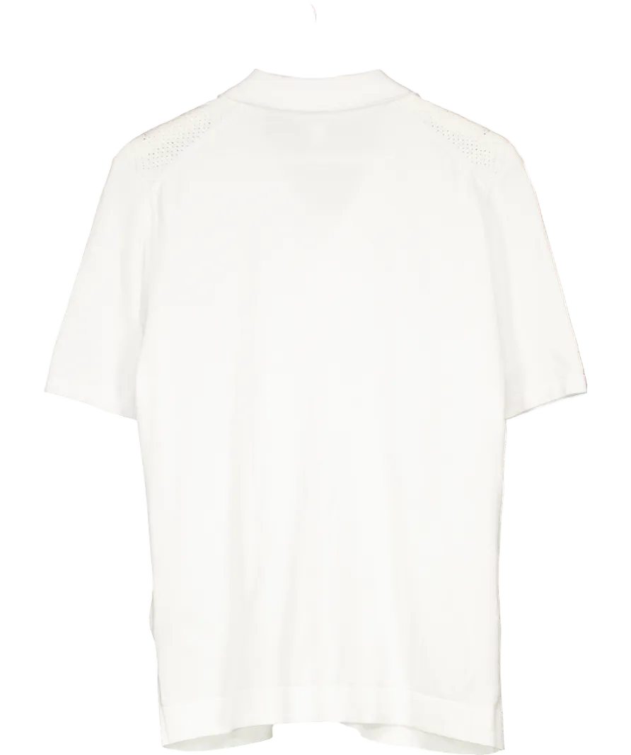 REISS White Fortune Cable Knit Cuban Collar Shirt UK M